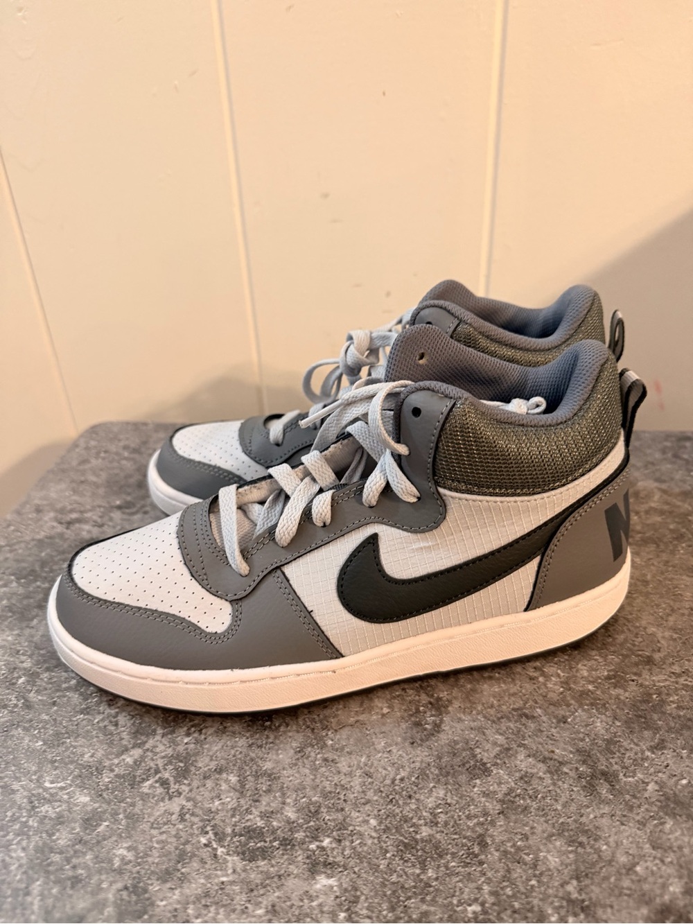 Nike Kids' Gray, White & Black Mid-Top Sneakers